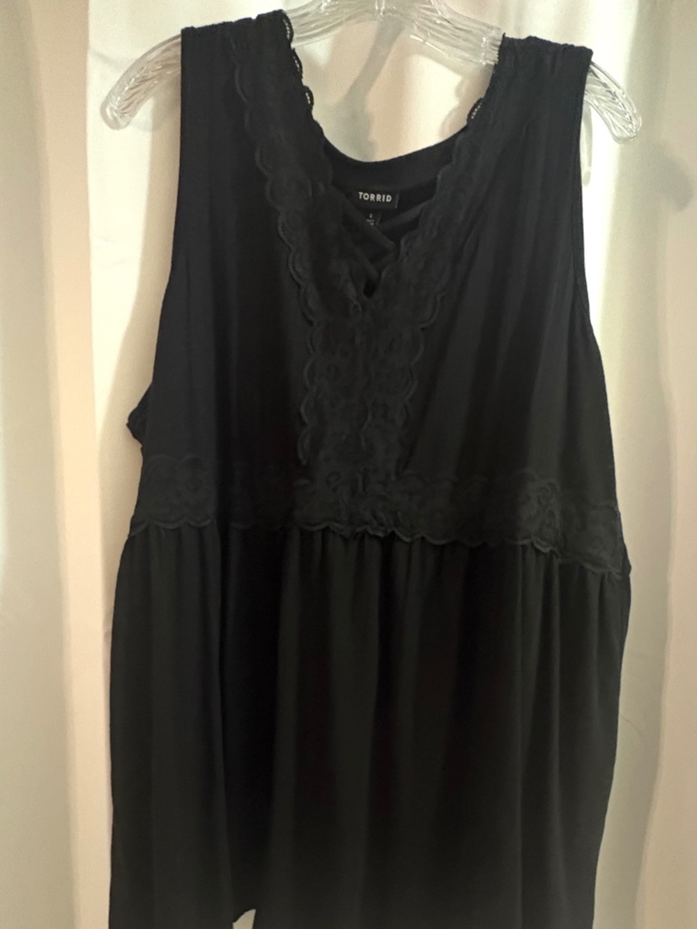TORRID-Black Babydoll Tank Top with Lace Trim-SIZE 26/28 (Torrid Size 4)